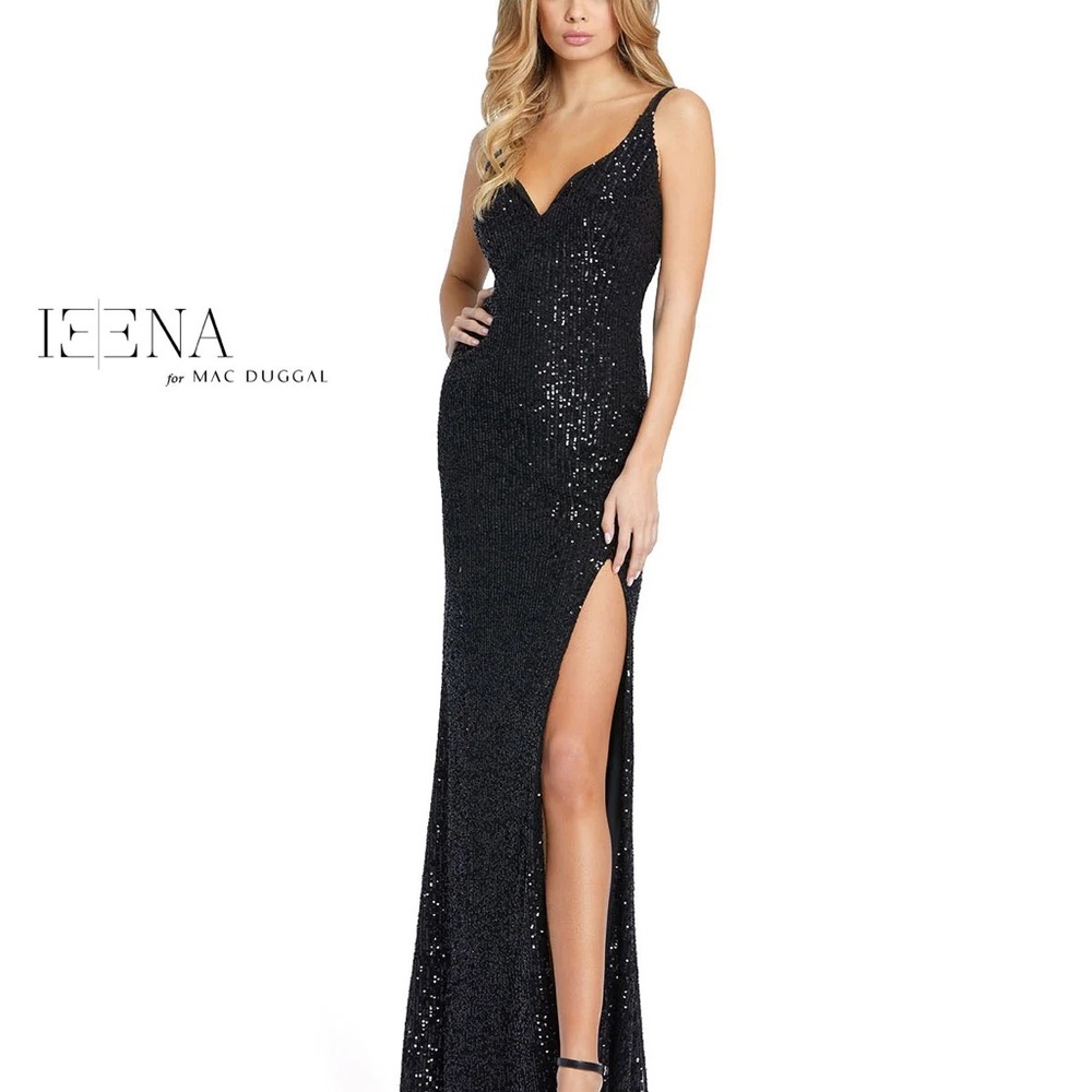 Mac Duggal Black Sequin Maxi Dress